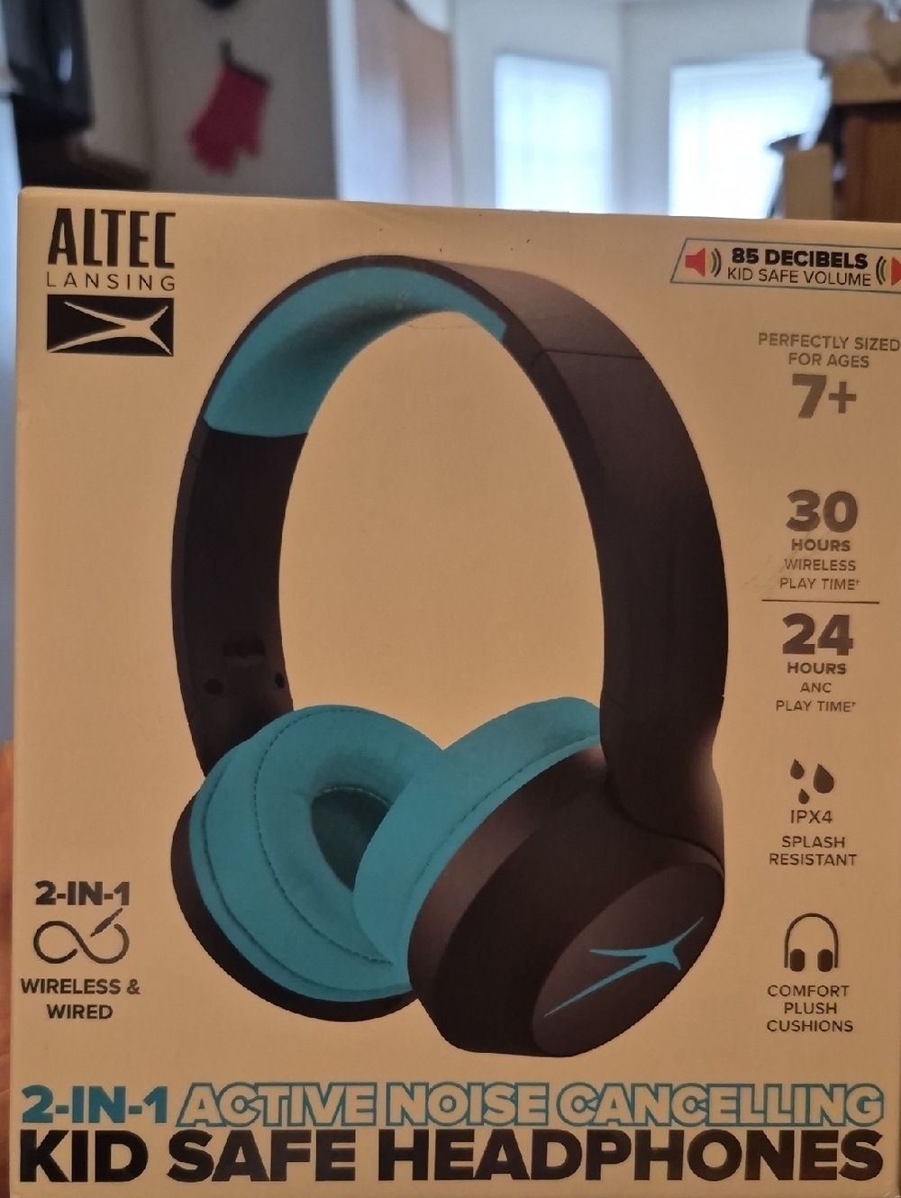 Altec Lansing Kid-Safe Over-Ear Headphones in Teal & Black